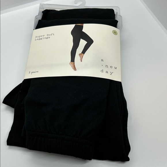 a new day Pants - A New Day Jet Black Soft Leggings Size Medium Two pieces NWT